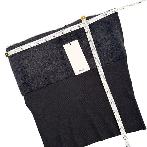 Mango Women's Peggy Knitted Top Black Bandeau Size L - Picture 4 of 6
